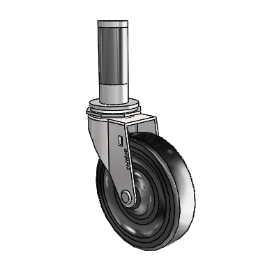 Regent Expanding Adapter Bright Chrome Swivel Caster with 4 x .9375 Black Hard Rubber Wheel