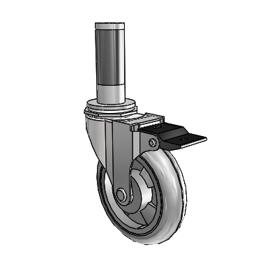 Regent Expanding Adapter Bright Chrome Swivel Caster with 4 x .9375 Grey MonoTech Wheel Top Lock