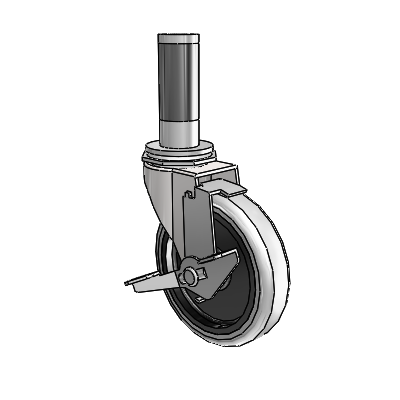 Regent Expanding Adapter Bright Chrome Swivel Caster with 4 x .9375 Grey Thermoplastic Urethane Wheel Tread Lock (BRK1)