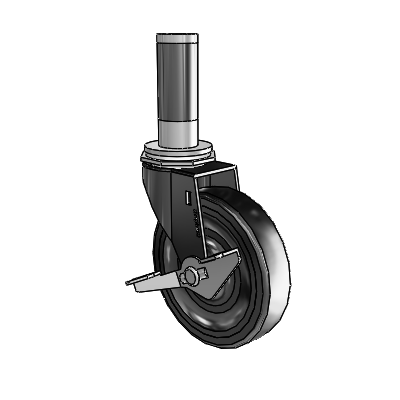 Regent Expanding Adapter Black Oxide Swivel Caster with 4 x .9375 Soft Rubber Wheel Side