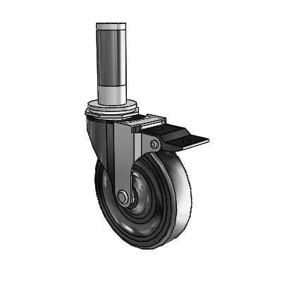 Regent Expanding Adapter Black Oxide Swivel Caster with 4 x .9375 Soft Rubber Wheel Top Lock