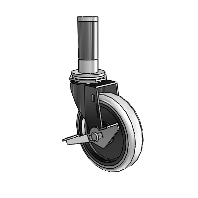 Regent Expanding Adapter Black Oxide Swivel Caster with 4 x .9375 Grey Thermoplastic Urethane Wheel Side