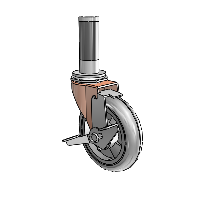 Regent Expanding Adapter Copper Oxide Swivel Caster with 4 x .9375 Grey MonoTech Wheel Tread Lock (BRK1)