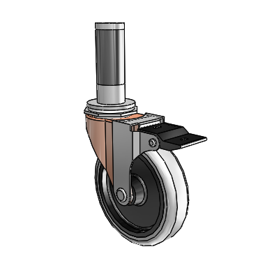 Regent Expanding Adapter Copper Oxide Swivel Caster with 4 x .9375 Grey Thermoplastic Urethane Wheel Top Lock