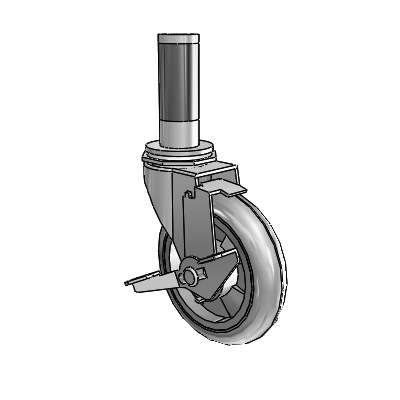 Regent Expanding Adapter Polished Nickel Swivel Caster with 4 x .9375 Grey MonoTech Wheel Tread Lock (BRK1)