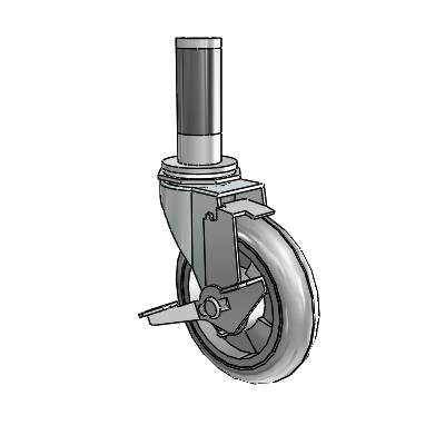 Regent Expanding Adapter Zinc Swivel Caster with 4 x .9375 Grey MonoTech Wheel Tread Lock (BRK1)