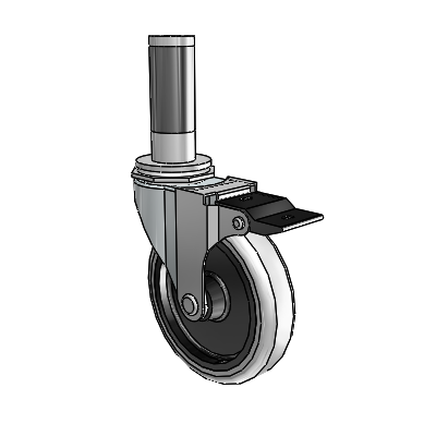 Regent Expanding Adapter Zinc Swivel Caster with 4 x .9375 Grey Thermoplastic Urethane Wheel Top Lock