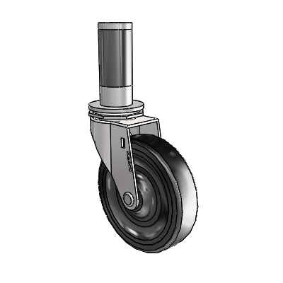Regent Expanding Adapter Bright Chrome Swivel Caster with 4 x .9375 Black Hard Rubber Wheel