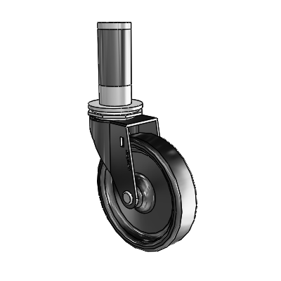 Regent Expanding Adapter Black Oxide Swivel Caster with 4 x .9375 Polyolefin Wheel