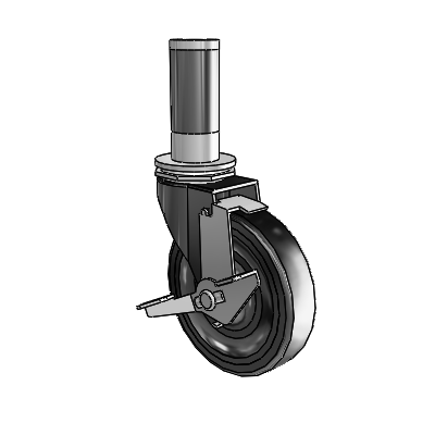 Regent Expanding Adapter Black Oxide Swivel Caster with 4 x .9375 Hard Rubber Wheel Tread Lock (BRK1)