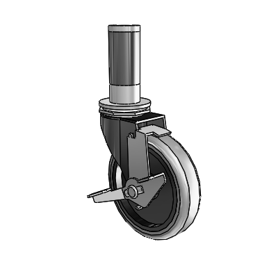 Regent Expanding Adapter Black Oxide Swivel Caster with 4 x .9375 Grey Thermoplastic Rubber Wheel Tread Lock (BRK1)