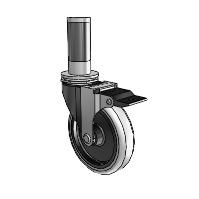 Regent Expanding Adapter Black Oxide Swivel Caster with 4 x .9375 Grey Thermoplastic Urethane Wheel Top Lock