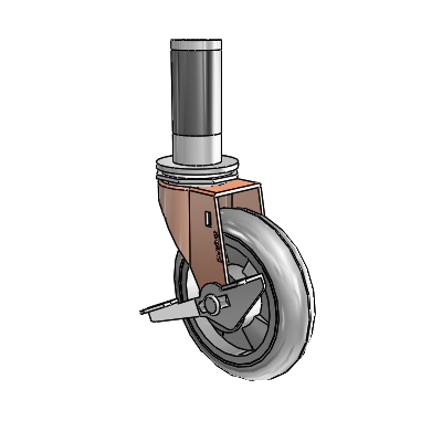 Regent Expanding Adapter Copper Oxide Swivel Caster with 4 x .9375 Grey MonoTech Wheel Side
