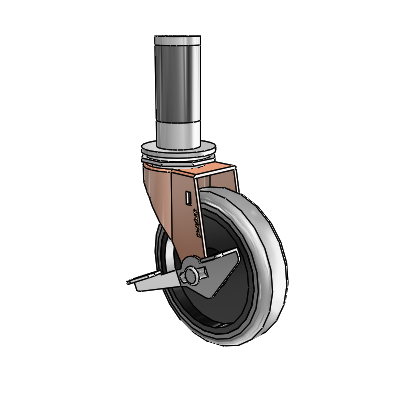 Regent Expanding Adapter Copper Oxide Swivel Caster with 4 x .9375 Grey Thermoplastic Rubber Wheel Side