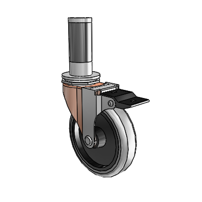 Regent Expanding Adapter Copper Oxide Swivel Caster with 4 x .9375 Grey Thermoplastic Rubber Wheel Top Lock