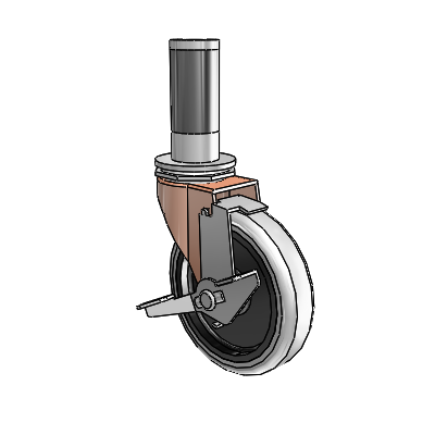 Regent Expanding Adapter Copper Oxide Swivel Caster with 4 x .9375 Grey Thermoplastic Urethane Wheel Tread Lock (BRK1)