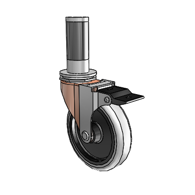 Regent Expanding Adapter Copper Oxide Swivel Caster with 4 x .9375 Grey Thermoplastic Urethane Wheel Top Lock
