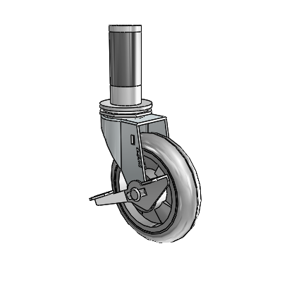Regent Expanding Adapter Zinc Swivel Caster with 4 x .9375 Grey MonoTech Wheel Side