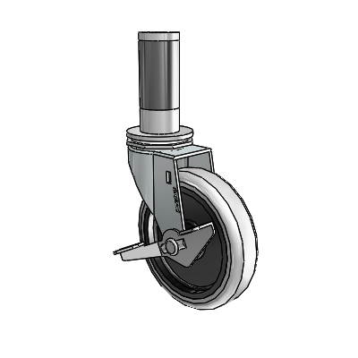 Regent Expanding Adapter Zinc Swivel Caster with 4 x .9375 Grey Thermoplastic Urethane Wheel Side