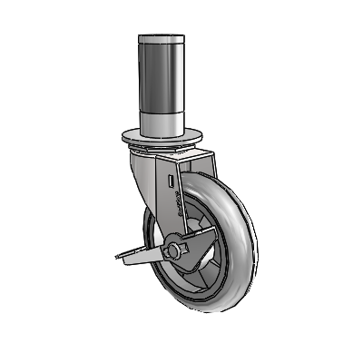 Regent Expanding Adapter Bright Chrome Swivel Caster with 4 x .9375 Grey MonoTech Wheel Side