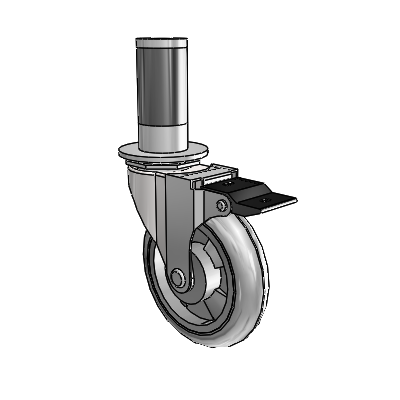 Regent Expanding Adapter Bright Chrome Swivel Caster with 4 x .9375 Grey MonoTech Wheel Top Lock