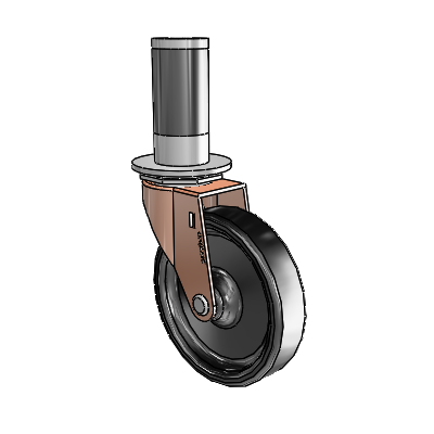 Regent Expanding Adapter Copper Oxide Swivel Caster with 4 x .9375 Black Polyolefin Wheel