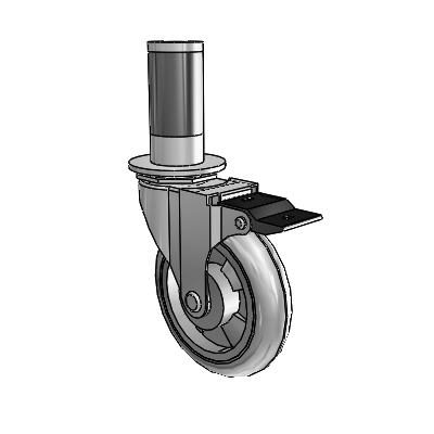 Regent Expanding Adapter Polished Nickel Swivel Caster with 4 x .9375 Grey MonoTech Wheel Top Lock