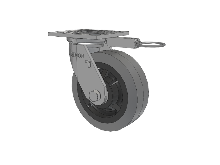 16 Series Top Plate Swivel Caster with 6 x 2 Grey Tread on Grey Core XS - Performa X-tra Soft Rubber (Flat) - Prevenz Antimicrobial Wheel
