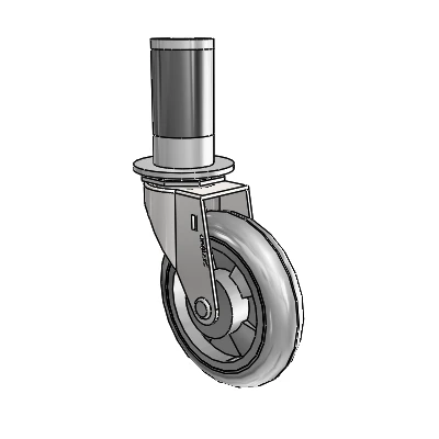 Regent Expanding Adapter Bright Chrome Swivel Caster with 4 x .9375 Grey MonoTech Wheel