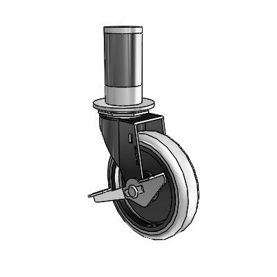 Regent Expanding Adapter Black Oxide Swivel Caster with 4 x .9375 Grey Thermoplastic Urethane Wheel Side
