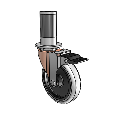 Regent Expanding Adapter Copper Oxide Swivel Caster with 4 x .9375 Grey Thermoplastic Urethane Wheel Top Lock