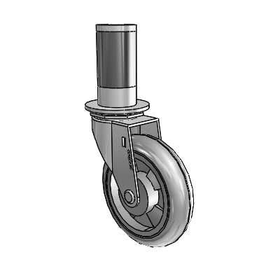 Regent Expanding Adapter Polished Nickel Swivel Caster with 4 x .9375 Grey MonoTech Wheel