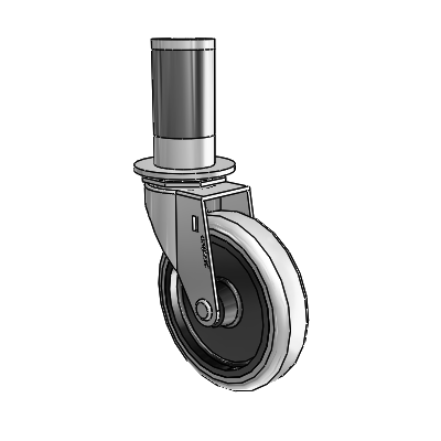 Regent Expanding Adapter Polished Nickel Swivel Caster with 4 x .9375 Grey Thermoplastic Urethane Wheel
