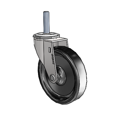 Regent Threaded Stem Bright Chrome Swivel Caster with 4 x .9375 Black Polyolefin Wheel