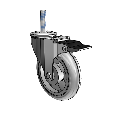 Regent Threaded Stem Black Oxide Swivel Caster with 4 x .9375 Grey MonoTech Wheel and Top Lock Brake