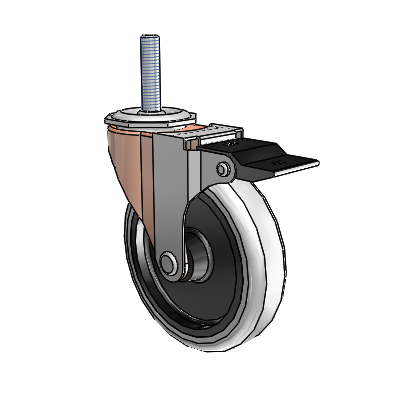 Regent Threaded Stem Copper Oxide Swivel Caster with 4 x .9375 Grey Thermoplastic Urethane Wheel and Top Lock Brake