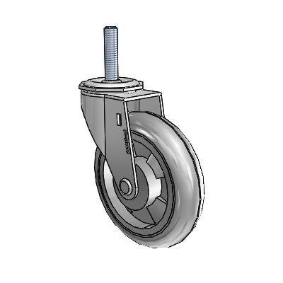 Regent Threaded Stem Polished Nickel Swivel Caster with 4 x .9375 Grey MonoTech Wheel