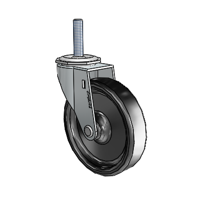 Regent Threaded Stem Zinc Swivel Caster with 4 x .9375 Black Polyolefin Wheel