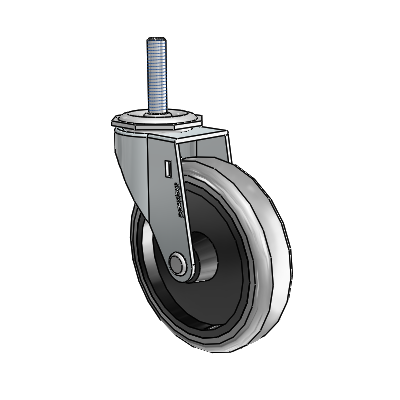 Regent Threaded Stem Zinc Swivel Caster with 4 x .9375 Grey Thermoplastic Rubber Wheel