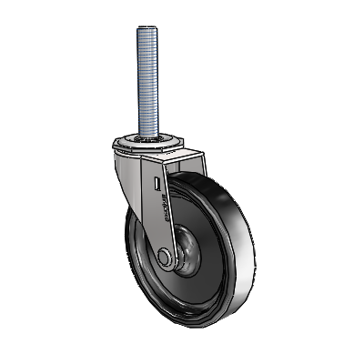 Regent Threaded Stem Bright Chrome Swivel Caster with 4 x .9375 Black Polyolefin Wheel