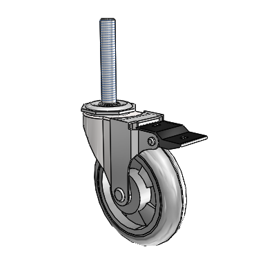 Regent Threaded Stem Bright Chrome Swivel Caster with 4 x .9375 Grey MonoTech Wheel and Top Lock Brake