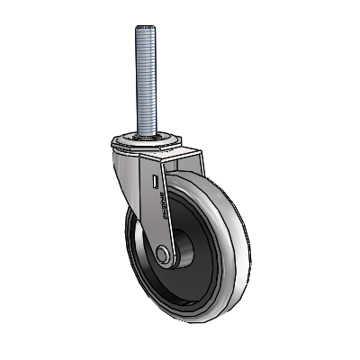 Regent Threaded Stem Bright Chrome Swivel Caster with 4 x .9375 Grey Thermoplastic Rubber Wheel