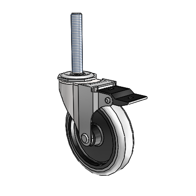 Regent Threaded Stem Bright Chrome Swivel Caster with 4 x .9375 Grey Thermoplastic Urethane Wheel and Top Lock Brake