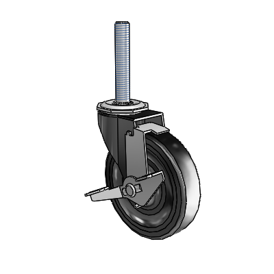 Regent Threaded Stem Black Oxide Swivel Caster with 4 x .9375 Black Soft Rubber Wheel and Tread Lock Brake