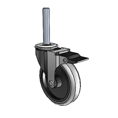 Regent Threaded Stem Black Oxide Swivel Caster with 4 x .9375 Grey Thermoplastic Rubber Wheel and Top Lock Brake