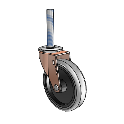 Regent Threaded Stem Copper Oxide Swivel Caster with 4 x .9375 Grey Thermoplastic Rubber Wheel