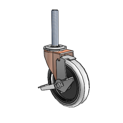 Regent Threaded Stem Copper Oxide Swivel Caster with 4 x .9375 Grey Thermoplastic Urethane Wheel and Tread Lock Brake