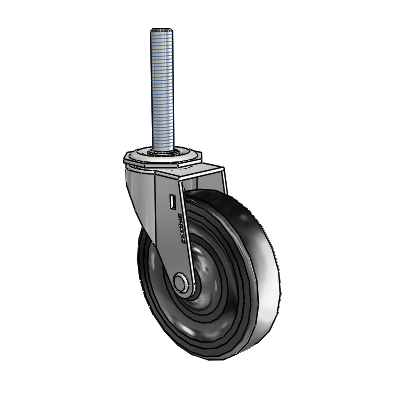 Regent Threaded Stem Polished Nickel Swivel Caster with 4 x .9375 Black Soft Rubber Wheel