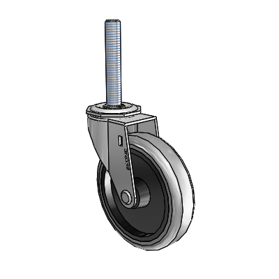 Regent Threaded Stem Polished Nickel Swivel Caster with 4 x .9375 Grey Thermoplastic Rubber Wheel