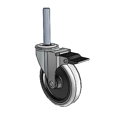 Regent Threaded Stem Zinc Swivel Caster with 4 x .9375 Grey Thermoplastic Urethane Wheel and Top Lock Brake